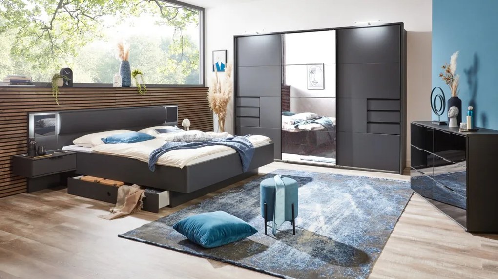 Posteľ s nočnými stolíkmi Saigon 180x200 cm, s osvetlením