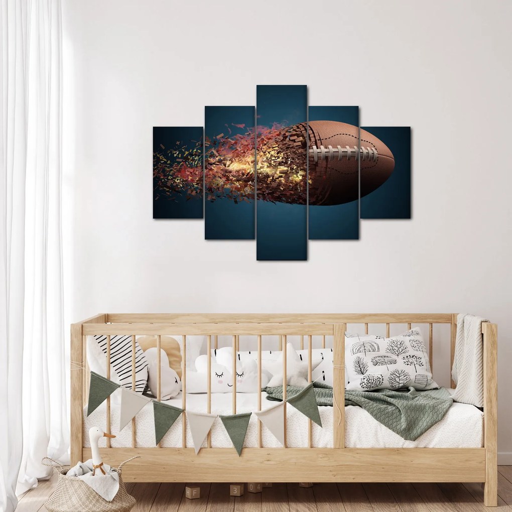 Obraz - Ragbyová lopta v akcii (150x105 cm)