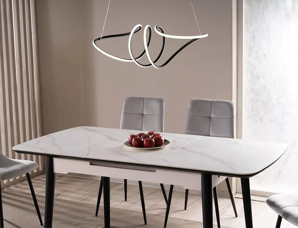 Rozkládací jídelní stůl Apollo 120/160 cm bílý mramor/černý