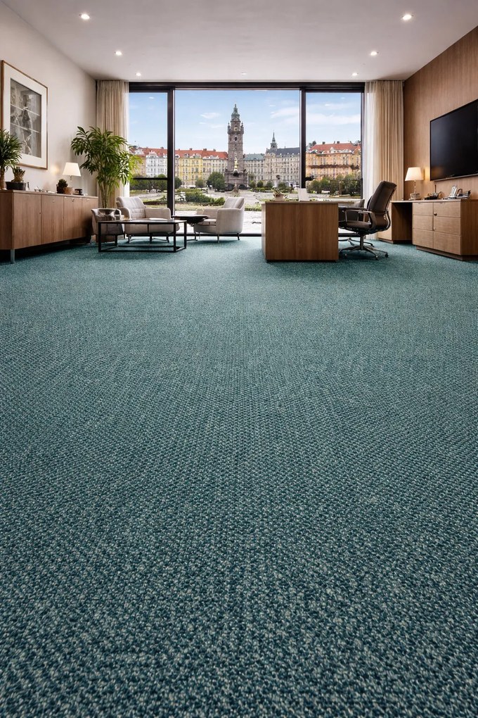 Koberec metráž Fortessa SDE New 24, na mieru, šíře 4m, zelená, ab (mriežka), chodba / predsieň, Balta