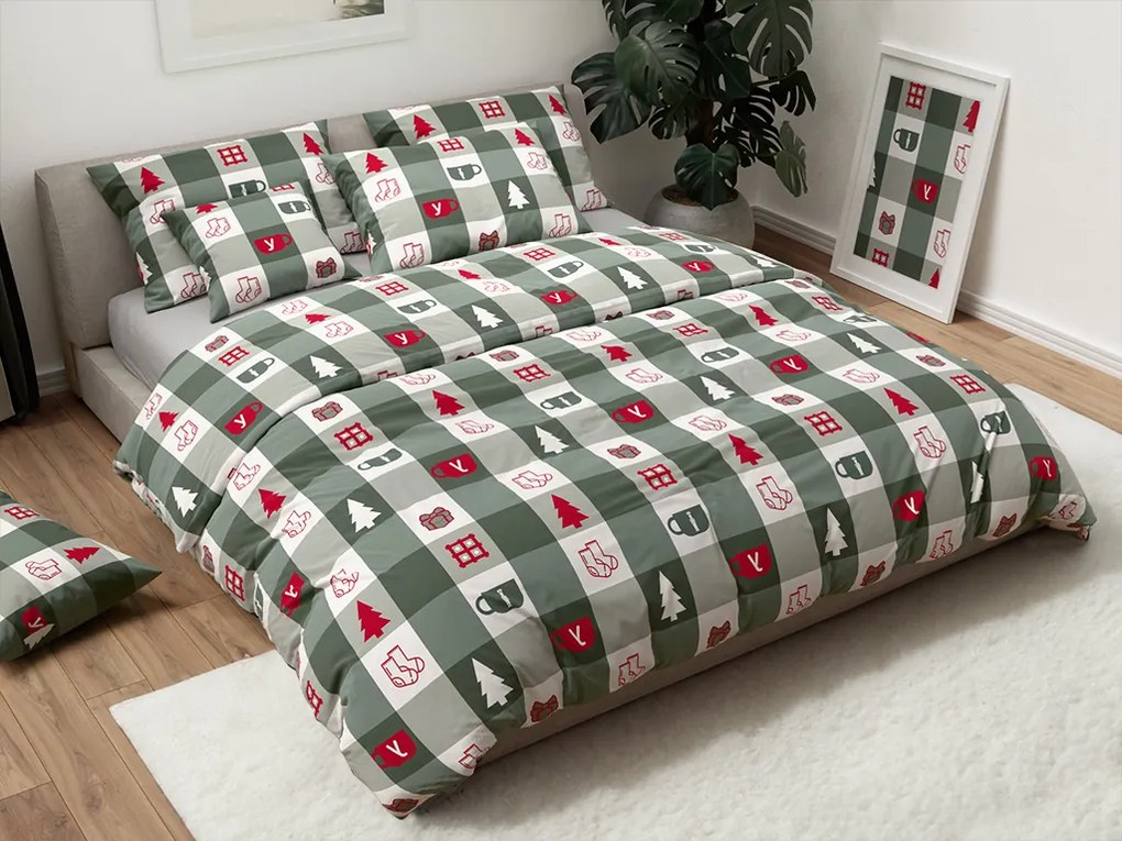 Bavlnené obliečky CHRISTMAS SOCKS zelené Rozmer obliečky: 70 x 90 cm | 140 x 220 cm