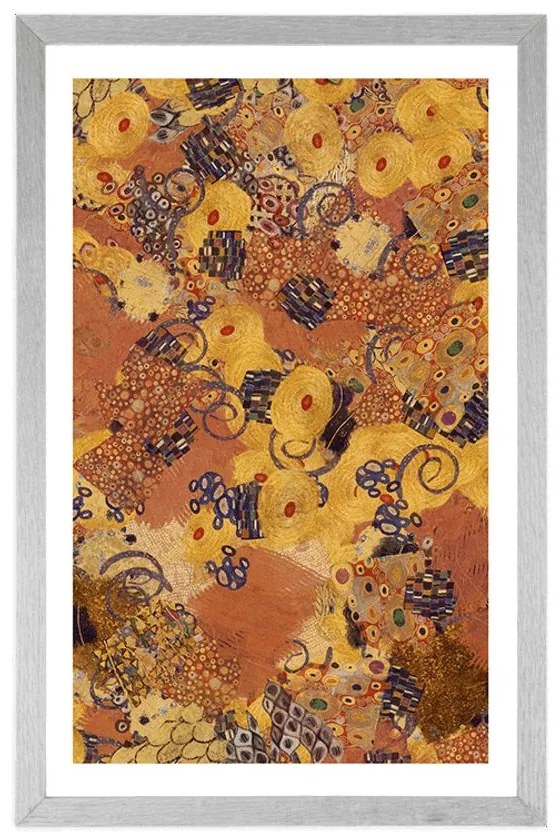 Plagát s paspartou abstrakcia inšpirovaná G. Klimtom - 40x60 silver