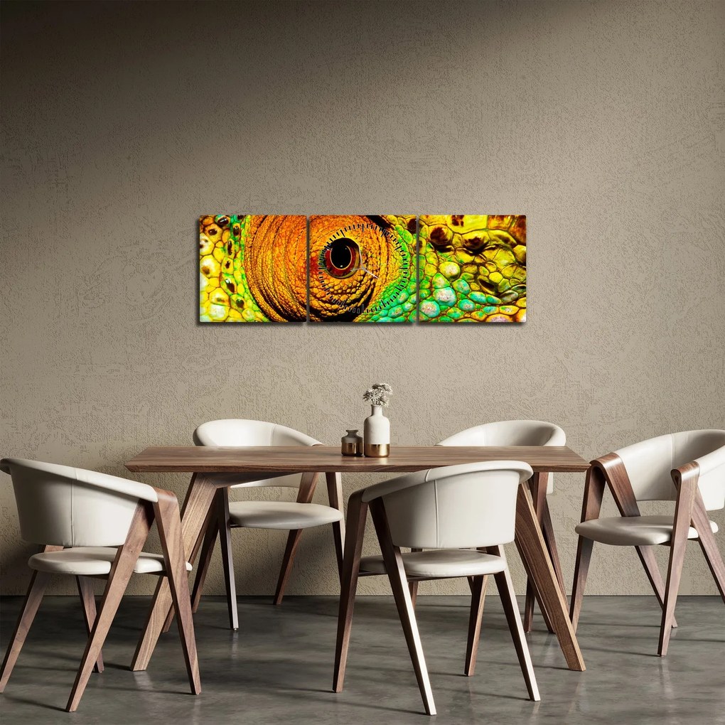 Obraz - Chameleon (s hodinami) (90x30 cm)