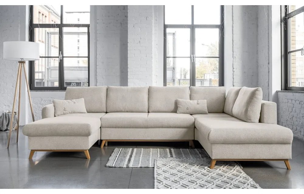 Béžová rozkladacia pohovka do "U" Miuform Scandic Lagom, pravý roh