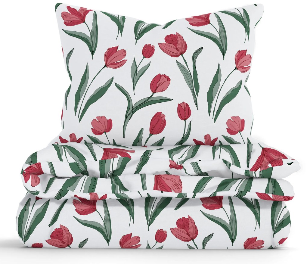 Predĺžené bavlnené obliečky Renforcé – Tulipány