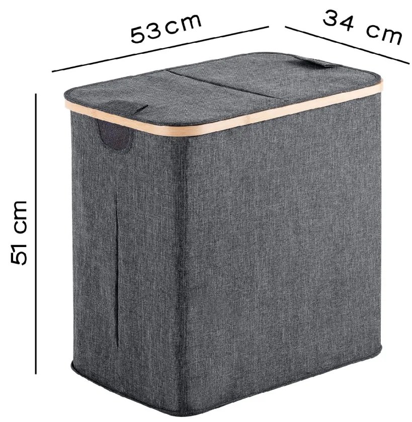 Gedy Gedy, YOSHI kôš na bielizeň 53x51x34cm, bambus, sivá, 133808
