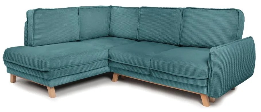 Tyrkysovomodrá menčestrová rozkladacia rohová pohovka (ľavý roh) Tori – Bonami Selection