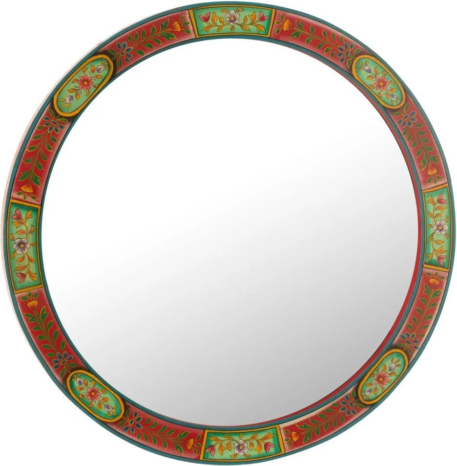Drevené farebné okrúhle zrkadlo Mumbai mango wood - Ø 75*3 cm
