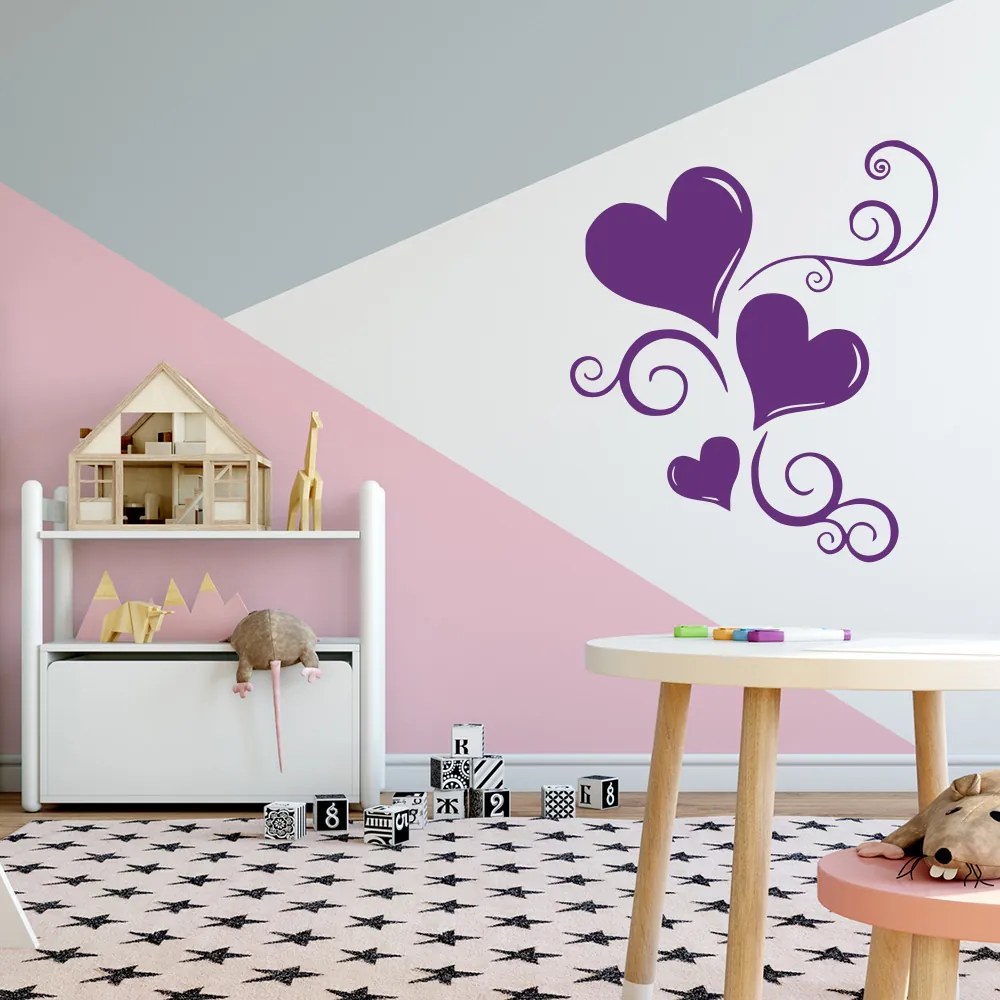 GLIX Ornament so srdiečkami - samolepka na stenu Biela 50 x 60 cm