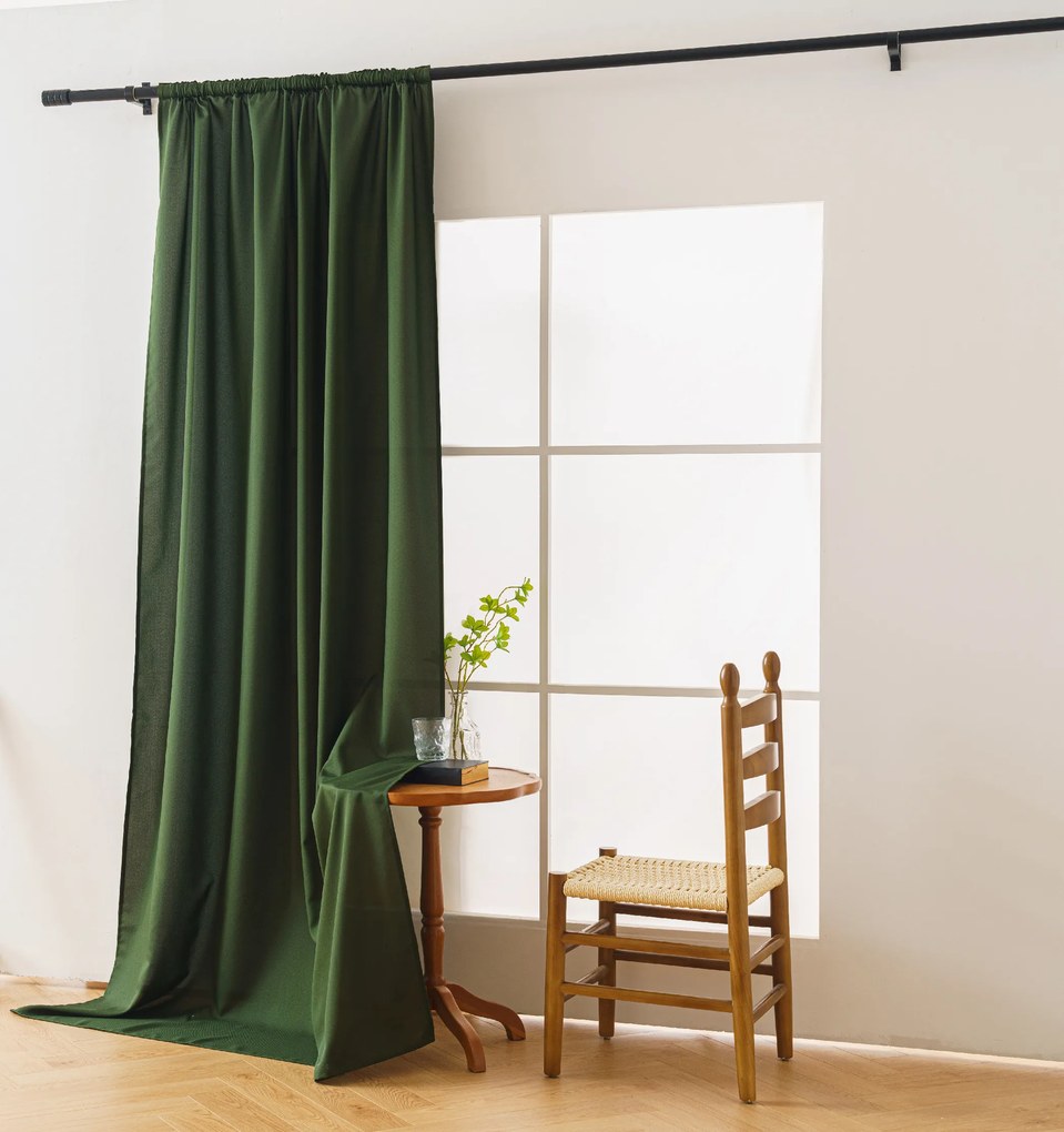 Záves OXFORD LIGHT 140x250 cm, tmavozelený Zavesenie: Kovové krúžky
