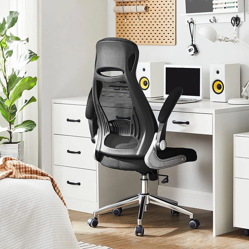 Kancelárska stolička s podrúčkami, ergonomické kreslo, čierne