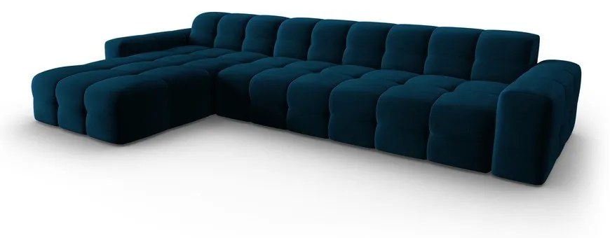 Tmavomodrá zamatová rohová pohovka (ľavý roh) Kendal - Micadoni Home