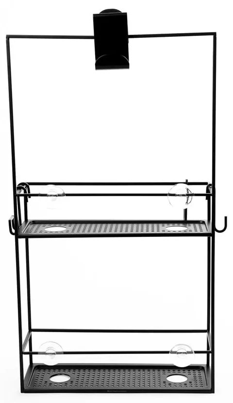 Čierna závesná oceľová kúpeľňová polička Cubiko - Umbra