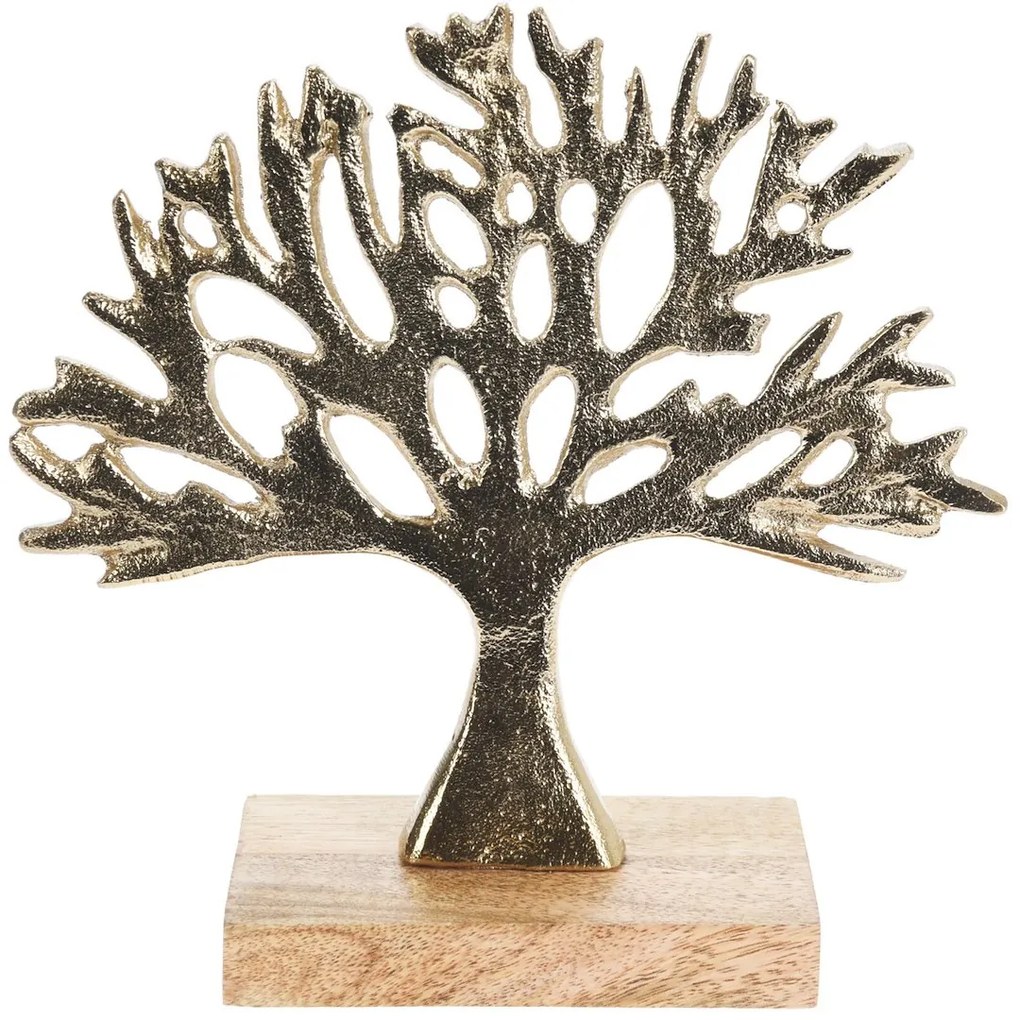 H&S Decoration Dekoračná soška Tree1, 25,5x27,2x6 cm, zlatá