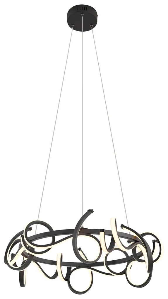 Dizajnové závesné svietidlo čierne okrúhle s 3-stupňovým stmievaním - Krisscross