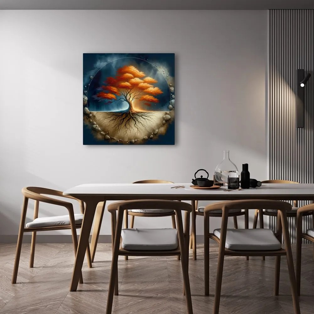 Obraz jesenný strom života s koreňmi