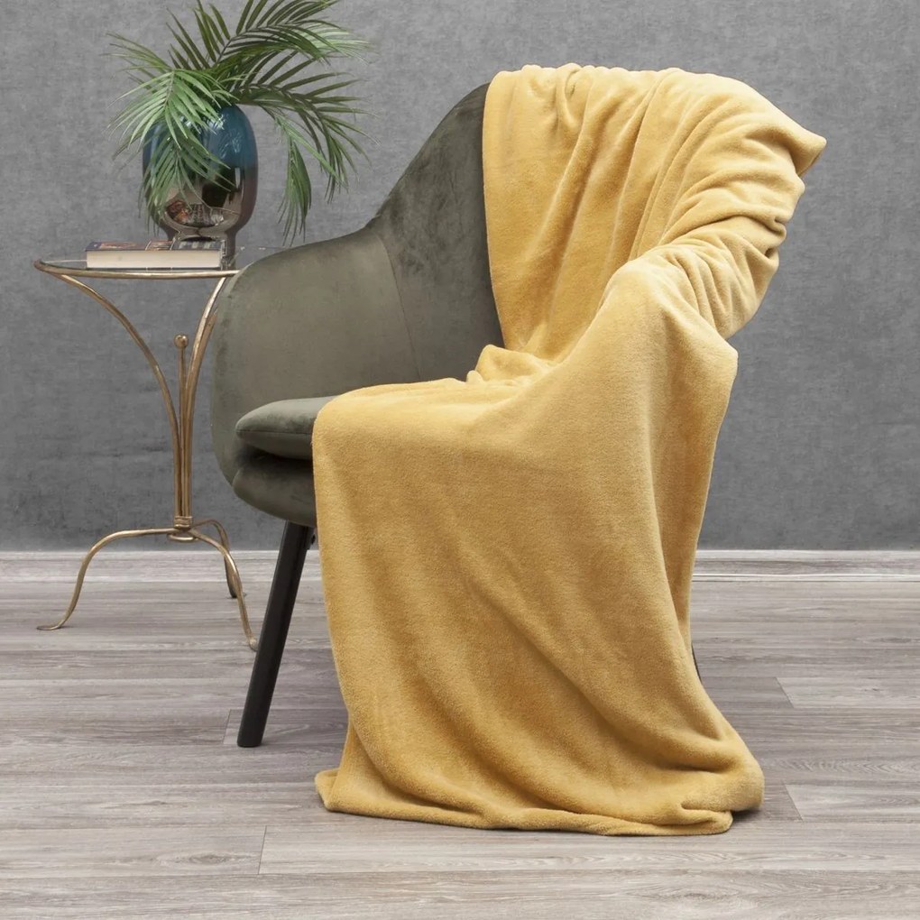 DomTextilu Univerzálna deka horčicovo žltej farby  150 x 200 cm