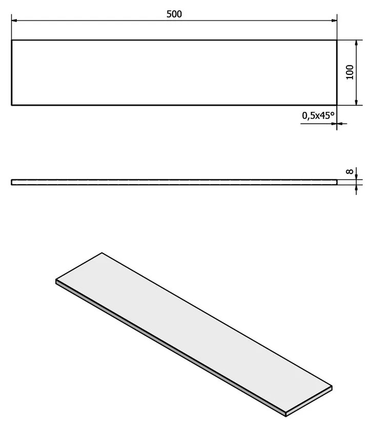 SAPHO 22481 polica 50 x 10 x 0,8 cm, mliečne sklo