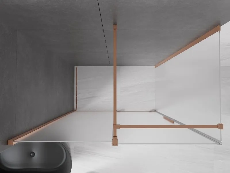 Mexen Velar, sprchový kút s posuvnými dverami 140 x 85 cm, 8mm sklo námraza, medená matná, 871-140-085-31-65