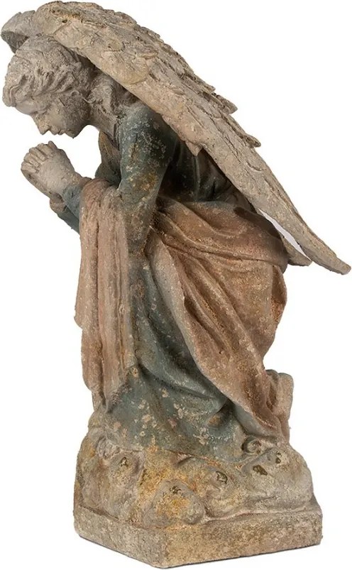 Béžovo-zelená keramická dekorácia socha anjela Angel Baroque - 41*45*65 cm