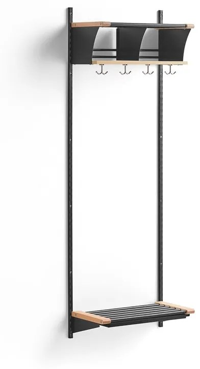 Vešiaková stena JEPPE s 2 priehradkami, základná sekcia, 1790x600x310 mm, tmavošedá/breza