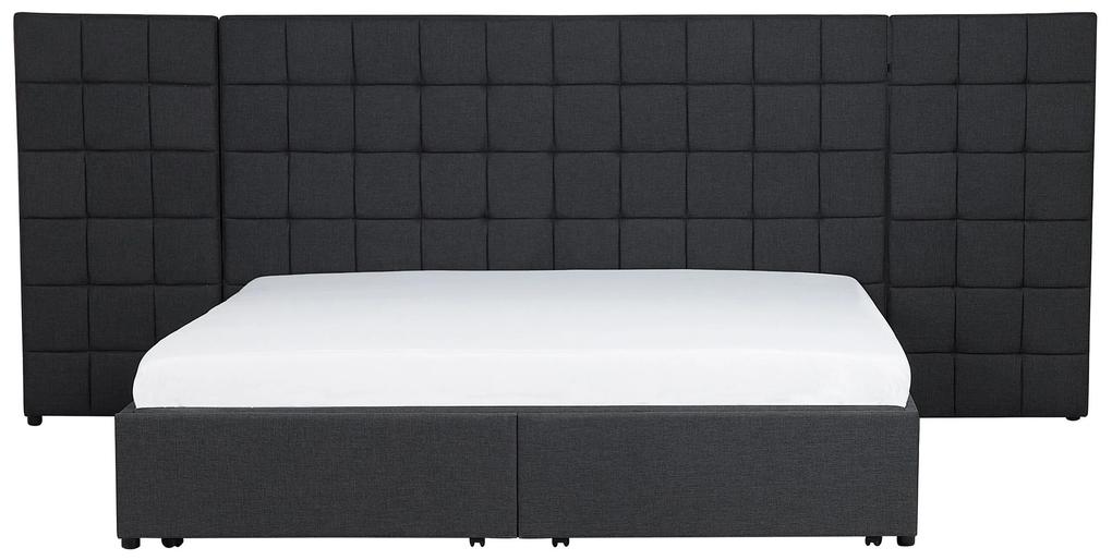 Čalúnená posteľ s úložným priestorom 180 x 200 cm sivá MILLAU Beliani