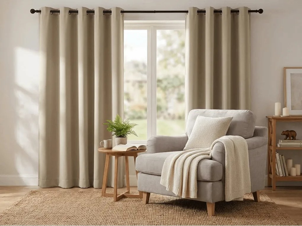 Záves OXFORD 140x270 cm, béžový Zavesenie: Riasiaca páska