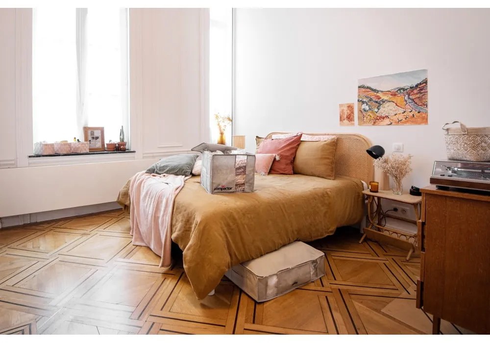 Sivý kompresný úložný box Compactor Oxford, 125 l