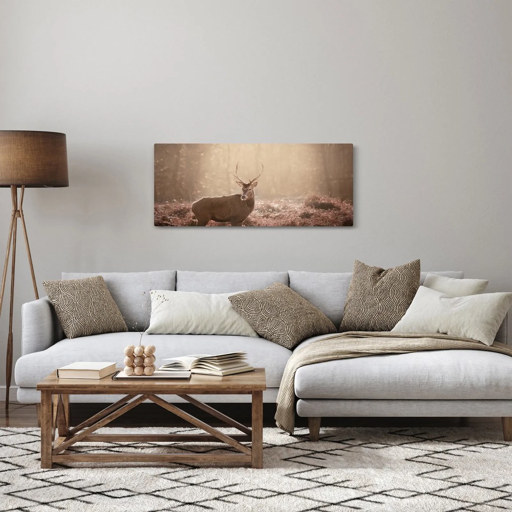Obraz - Jeleň v lese (120x50 cm)