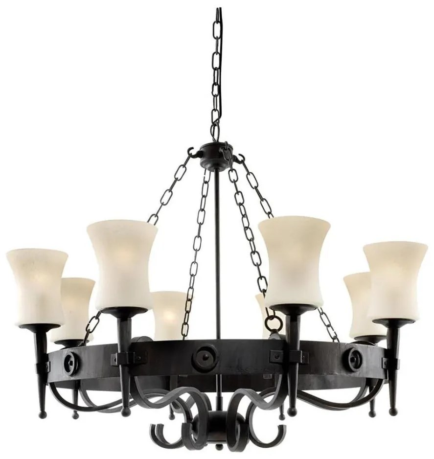 Searchlight 0818-8BK - Luster na reťazi CARTWHEEL 8xE27/60W/230V čierny