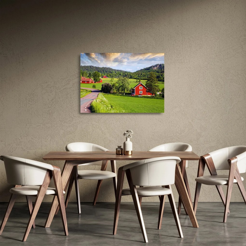 Sklenený obraz vidieka (70x50 cm)