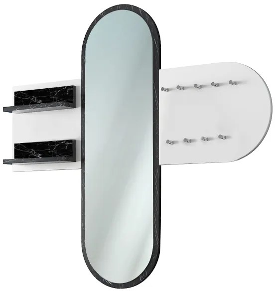 Nástenné zrkadlo RANI 125x120 cm biela/čierna