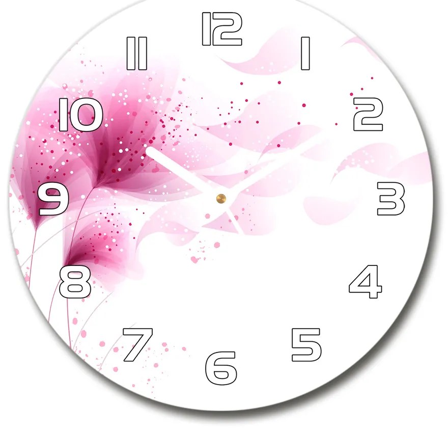 Sklenené hodiny okrúhle Ružové kvety pl_zso_30_f_59922852