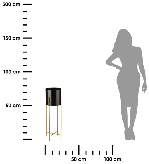 Stojan na kvety 75x17 cm čierna/zlatá