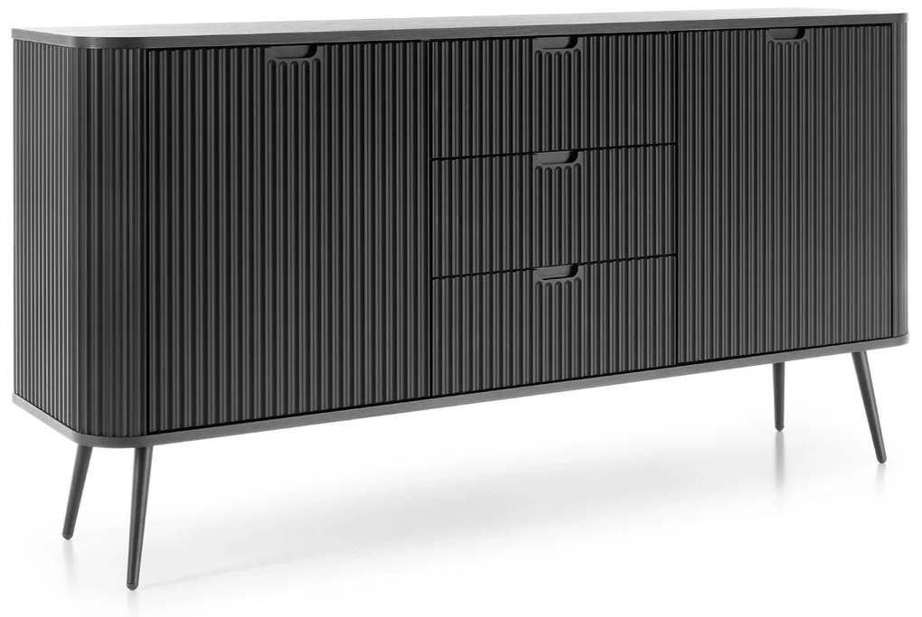 KOMODA BELLISSA ČIERNA + ČIERNE NOŽIČKY 168 cm
