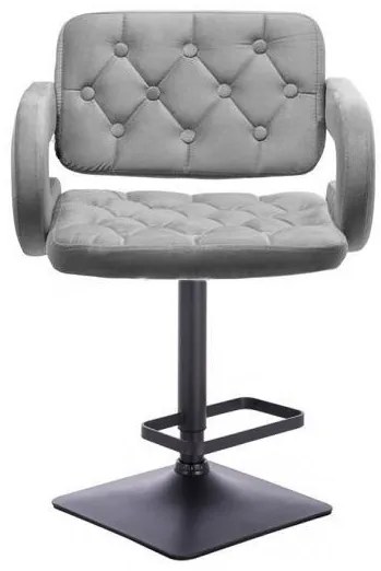 LuxuryForm DESIGN Barová stolička ADRIA VELUR na čiernej hranatej podstave - sivá