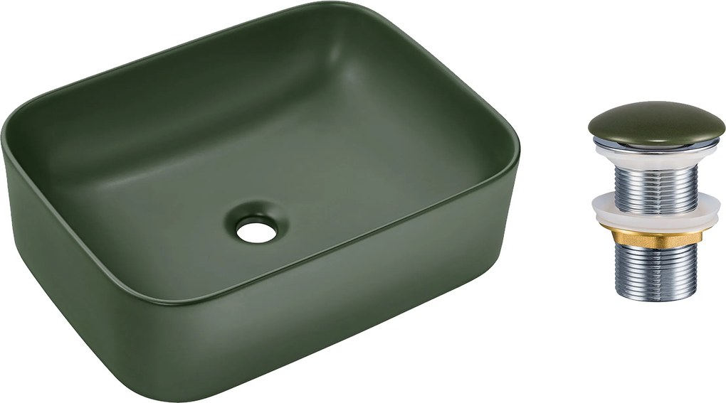 Comad Keramické umývadlo na dosku Kama 50x38,5 zelené + výpusť Click-Clack zelená