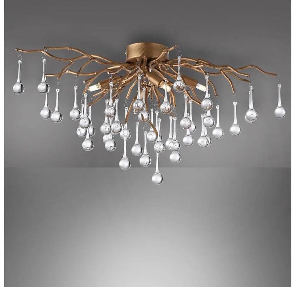 Paul Neuhaus 8090-11 - Prisadený luster ICICLE 4xG9/40W/230V 30x60 cm mosadz