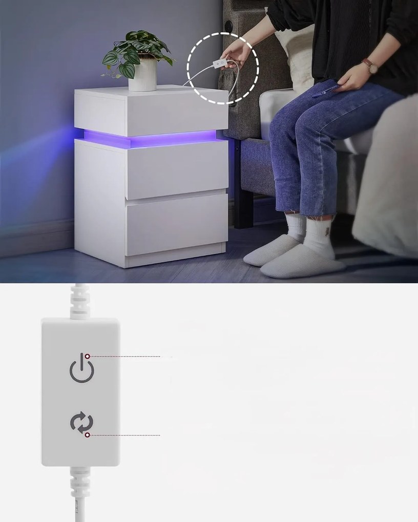 Sada 2 ks nočných stolíkov Vasagle Defro biela