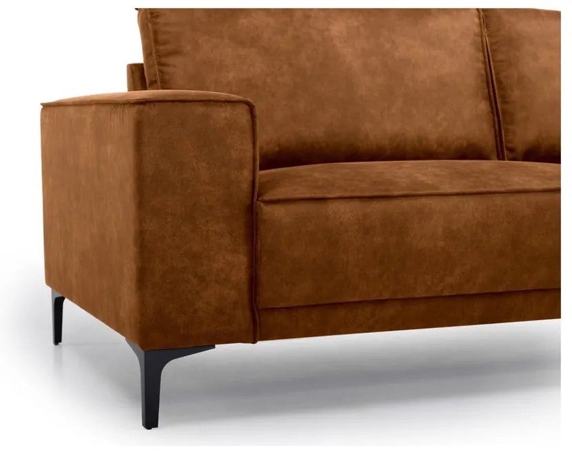 Koňakovohnedá rohová pohovka z imitácie kože (pravý roh/do "U") Copenhagen – Scandic