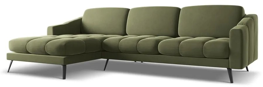 Zelená zamatová rohová pohovka (ľavý roh) Nalu – Makamii