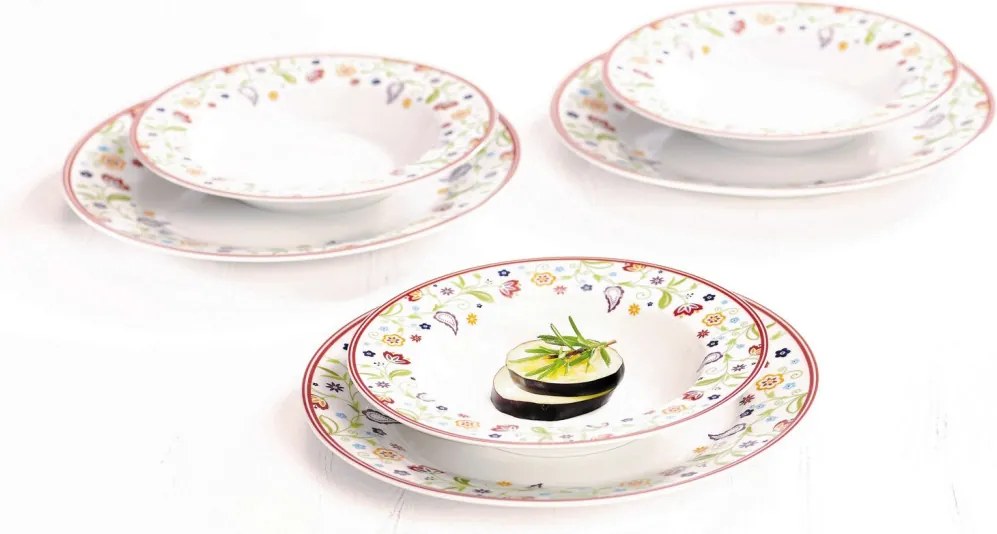 Jedálenský servis (12 dielov) Shanti Doppio, farebné kvety