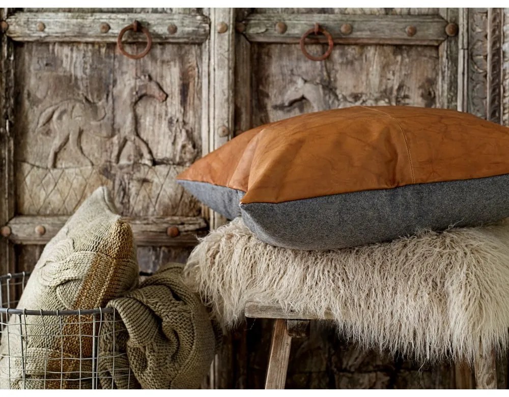 Kožený obojstranný vankúš Södahl Lodge, 60 x 60 cm