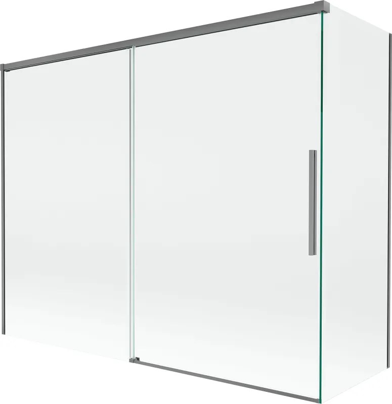 Mexen Rox, 2-krídlová posuvná vaňová zástena 190 + 80 x 150 cm, 8mm číre sklo, grafitový profil, 8C9-190-080-95-00