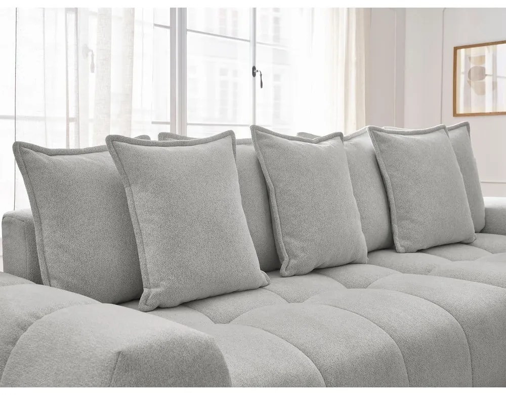 Svetlosivá ženilková rozkladacia/s úložným priestorom rohová pohovka (pravý roh/s leňoškou) Everest – Bobochic Paris