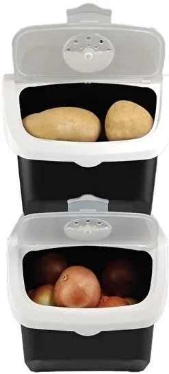 Orion Skladovací čierny box na cibuľu a zemiaky, biele veko (12l)