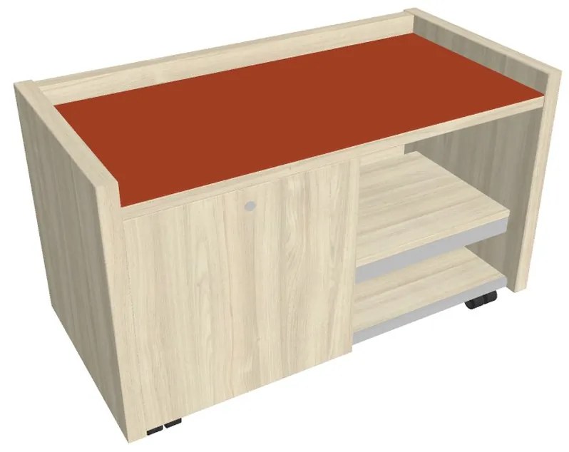 Mobilný kontajner Verno 100 x 50 cm so sklom, ľavý, agát / oranžová