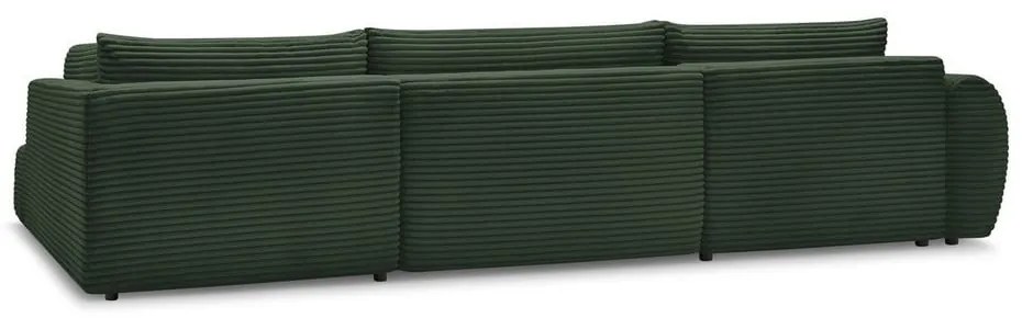 Tmavozelená menčestrová rozkladacia rohová pohovka (ľavý roh/do "U") Lucien – Bobochic Paris