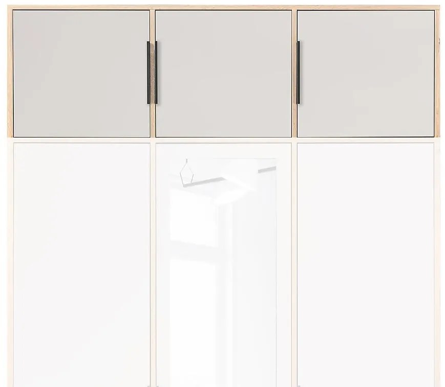 Nadstavec na skriňu Duarte D3  Kaszmir / Dub Wotan / Zrkadlo