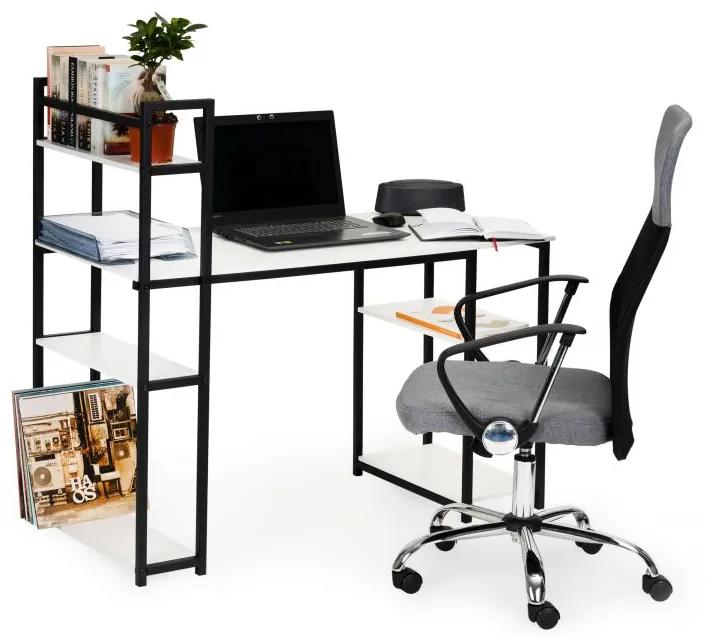 ModernHome Kancelársky písací stôl s regálom - biely, PJJCT0005-301